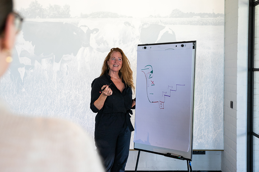 Evita met een whiteboard