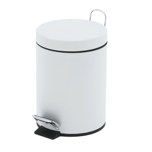 Poubelle &agrave; p&eacute;dale 5 l blanche avec seau int&eacute;rieur en plastique photo du produit Front View L