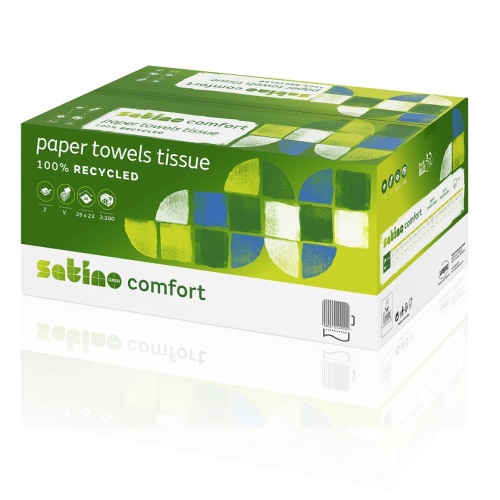 Satino essuie-mains pli&eacute;s en V 2 plis - naturel photo du produit Front View L