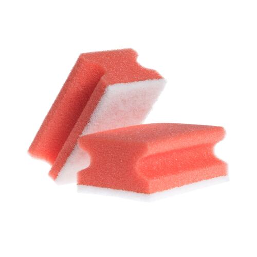&Eacute;ponge &agrave;&nbsp; r&eacute;curer rouge/blanc avec prise en main photo du produit Front View L