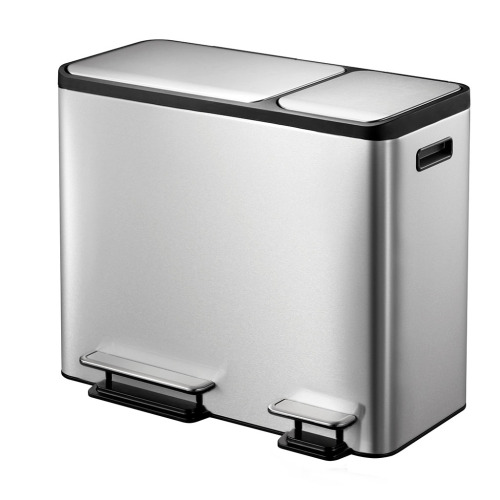Poubelle à pédale 15+15 +15L, y compris les seaux intérieurs en plastique, inox photo du produit Front View L