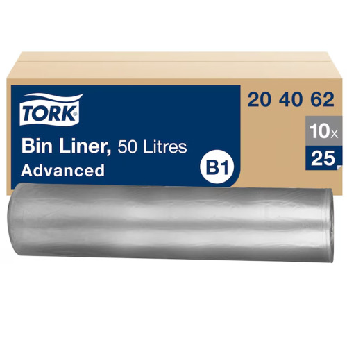 Tork Bin Liner B1 50l transp. 80prc.recy product foto Front View L