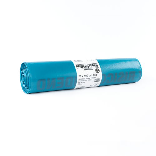 Afvalzak Recy 70 x 100 cm T80 blauw, bedrukt NRMA product foto Front View L