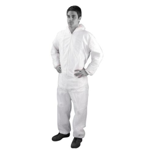 PP Non Woven Coveralls, Wit maat M, doos a 50 stuks product foto Front View L