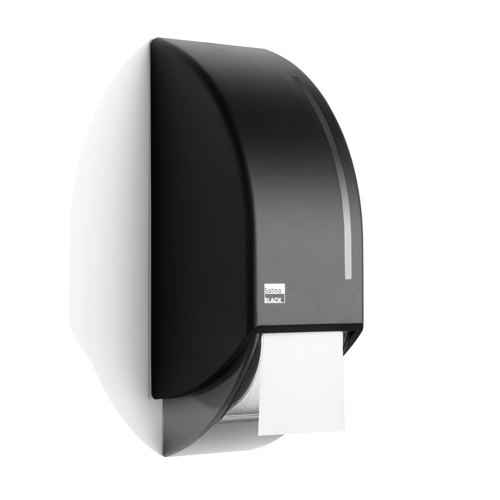 BlackSatino Toiletroldispenser voor 2 systeemrollen zwart product foto Front View L