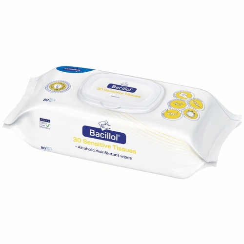 Bacillol® 30 Sensitive Tissues, pak à 80 stuks product foto Front View L