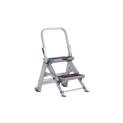 Aluminium stepladder 2 treden inclusief plateau product foto Front View L
