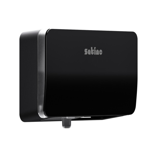 Satino Hyginity Dispenser dubbele rol toiletpapier (MT1) zwart product foto Front View L