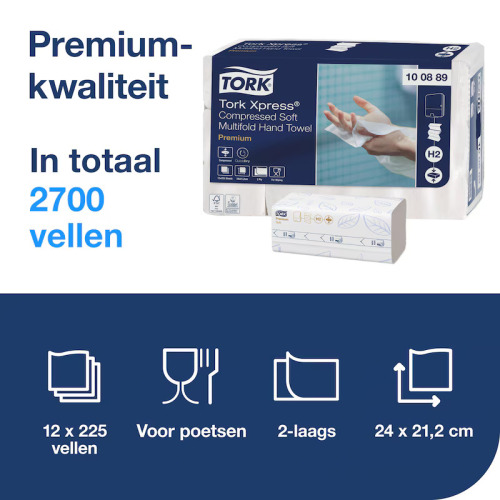 Tork Xpress&reg; Gecomprimeerde Zachte Multifold Handdoeken Wit (H2) product foto Image2 L