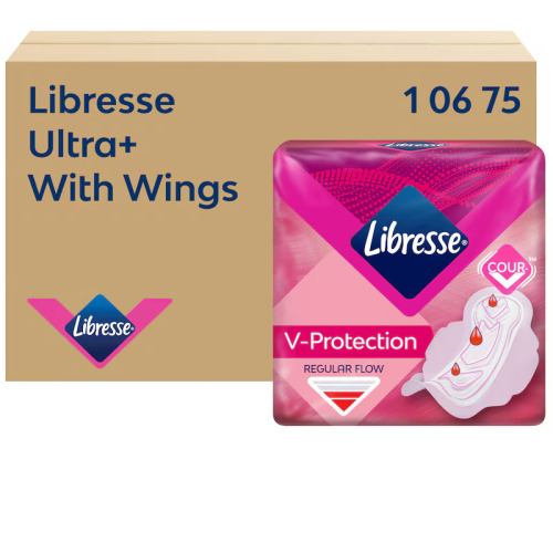 Libresse Ultra+ Regular maandverband met vleugels (P2) 2x150st product foto Front View L